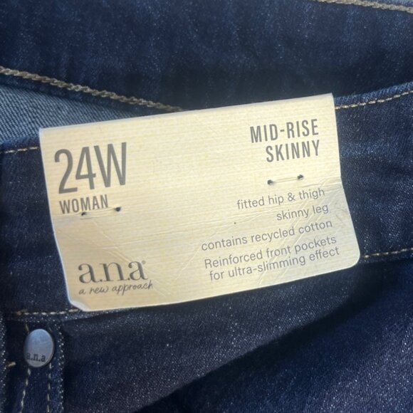 A.n.a Womens Mid-Rise Skinny Jeans Size 24W Dark Blue New Denim - Picture 9 of 12